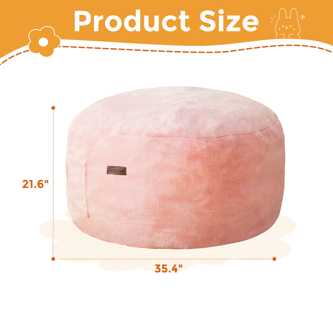 MAXYOYO Kids Bean Bag Chair, Stuffed Faux Fur Bean Bag for Toddler, Ultra Soft Floor Sofa with High-Density Foam Filling, Lazy Chair for Living Room, Playroom, Nursery Room,Pink