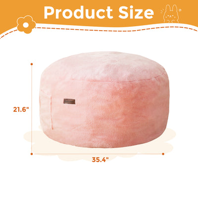 MAXYOYO Kids Bean Bag Chair, Stuffed Faux Fur Bean Bag for Toddler, Ultra Soft Floor Sofa with High-Density Foam Filling, Lazy Chair for Living Room, Playroom, Nursery Room,Pink