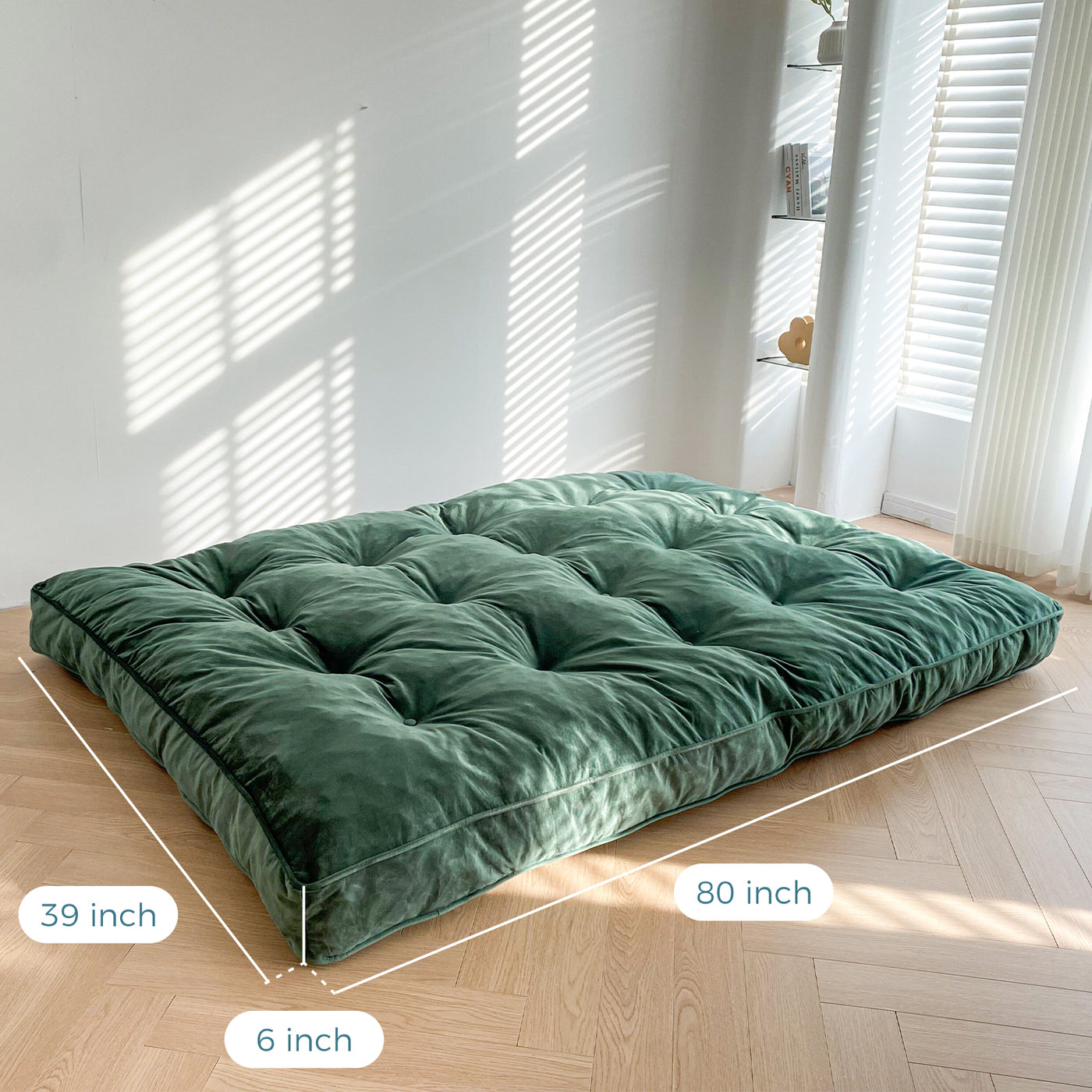 MAXYOYO 6" Futon Mattress Velvet Twin Size Futons Sofa Couch Bed (Mattress Only), Green