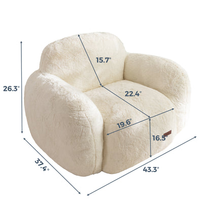 MAXYOYO Pebble-Shaped Bean Bag Chair – Faux Fur Floor Sofa with Backrest & Armrests