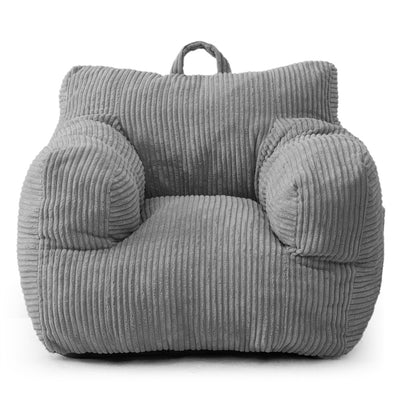MAXYOYO Kids Bean Bag Chair, Corduroy Bean Bag Couch with Armrests for Children's Room (Grey)