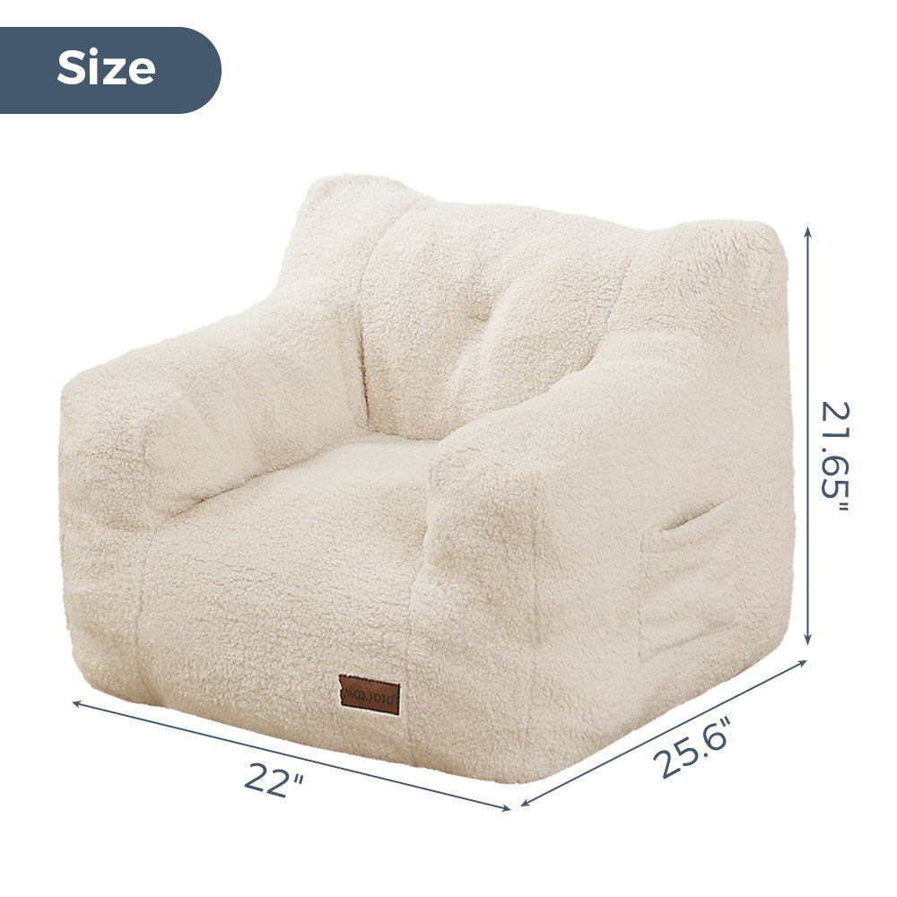 MAXYOYO Kids Sherpa Bean Bag Chair, Teddy Lazy Sofa for Girls and Boys,  Beige