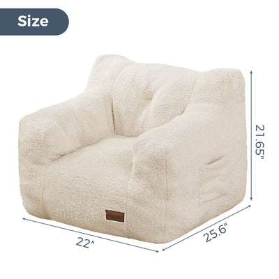 MAXYOYO Kids Sherpa Bean Bag Chair, Teddy Lazy Sofa for Girls and Boys,  Beige