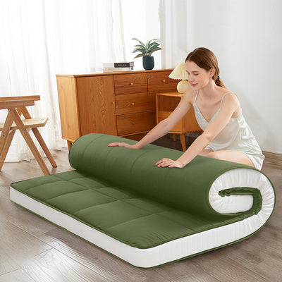 MAXYOYO 6" Extra Thick Square Floor Futon Mattress, Topper Mattress Pad, Green