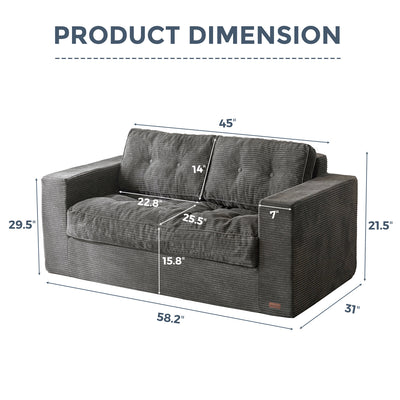 MAXYOYO Bean Bag Chair for Adults, Floor Sofa with Armrests, Loveseat Boneless Couch with Tufted Cushion & Backrest, Sofa in A Box, Large Bean Bag Couch for Bedroom Living Room,