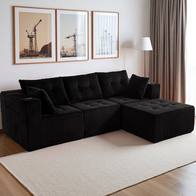 L Shaped Modular Sofa #color_black