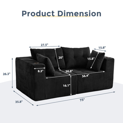Modular Sectional Sofa Couch #color_black