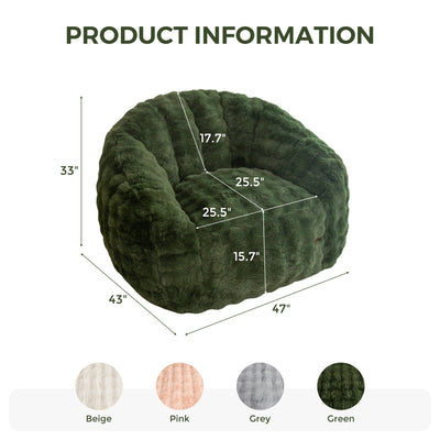 MAXYOYO Giant Bean Bag Chair for Adults, Stuffed Shell-Shaped Large Bean Bag Couch, Cozy Living Room Chair with Filler, Floor Sofa Lazy Sofa for Bedroom Living Room