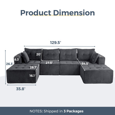 U Shaped Modular Sofa #color_grey