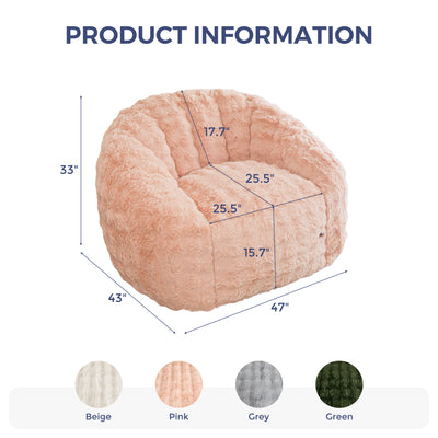 MAXYOYO Giant Bean Bag Chair for Adults, Stuffed Shell-Shaped Large Bean Bag Couch, Cozy Living Room Chair with Filler, Floor Sofa Lazy Sofa for Bedroom Living Room