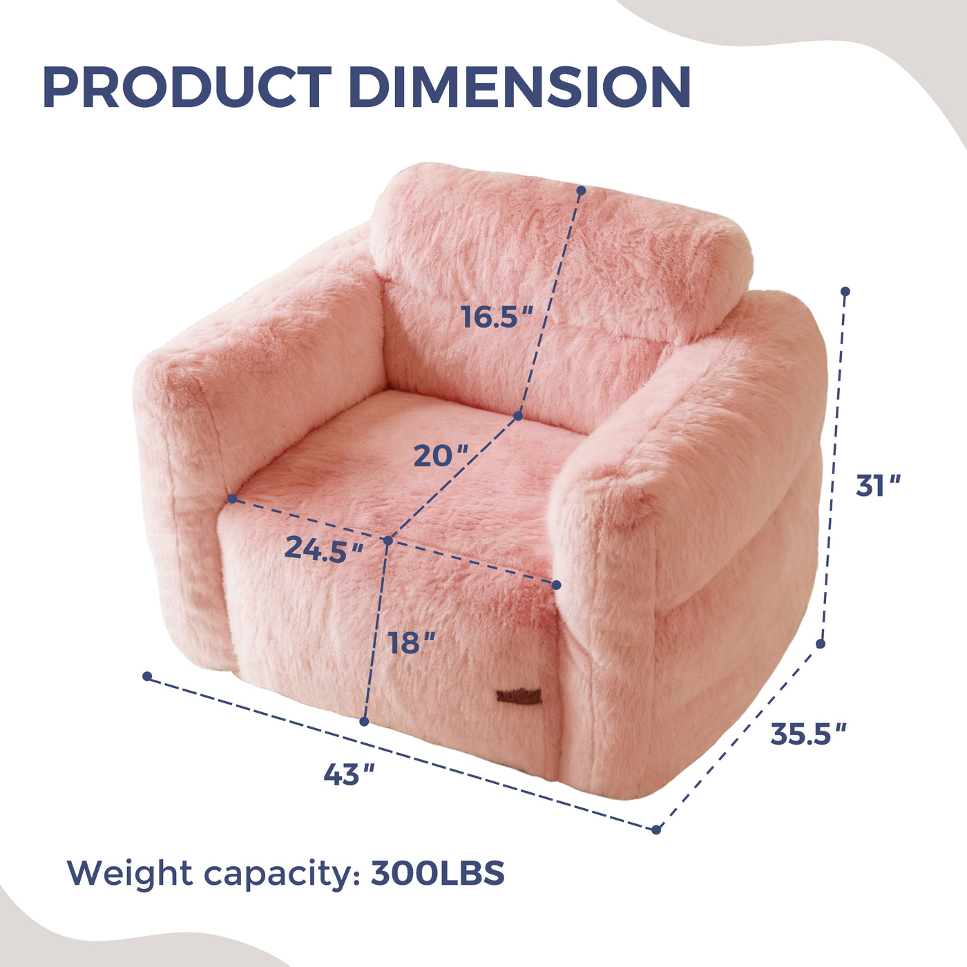 MAXYOYO Giant Bean Bag Chair for Adults, Ultra Soft Fluffy Loveseat Bean Bag Sofa, Oversized Floor Sofa for Living Room Bedroom, Cozy Reading Chair with Filler, Pink