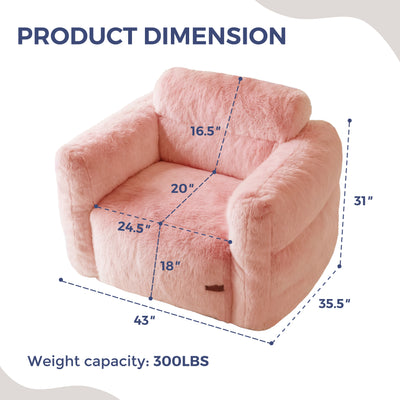 MAXYOYO Giant Bean Bag Chair for Adults, Ultra Soft Fluffy Loveseat Bean Bag Sofa, Oversized Floor Sofa for Living Room Bedroom, Cozy Reading Chair with Filler, Pink