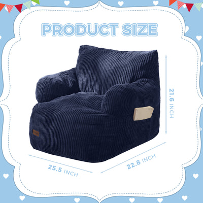 MAXYOYO Kids Bean Bag Chair, Stuffed Toddler Bean Bag Sofa with Filler Cozy for Boys and Girls, Lazy Sofa with Pocket Floor Chair for Gaming, Reading, Navy