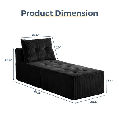 Modular Sectional Chaise Lounge #color_black