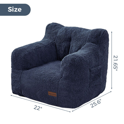 MAXYOYO Kids Sherpa Bean Bag Chair, Teddy Lazy Sofa for Girls and Boys, Navy