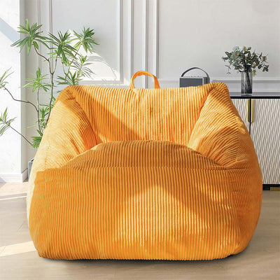 MAXYOYO Bean Bag Chair, Floor Sofa with Handle, Teens Living Room Accent Sofa Chair with Pocket for Gaming Reading Relaxing (Orange)