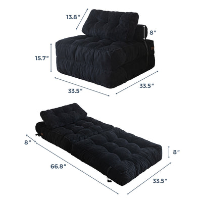corduroy bean bag folding sofa#color_dark-grey