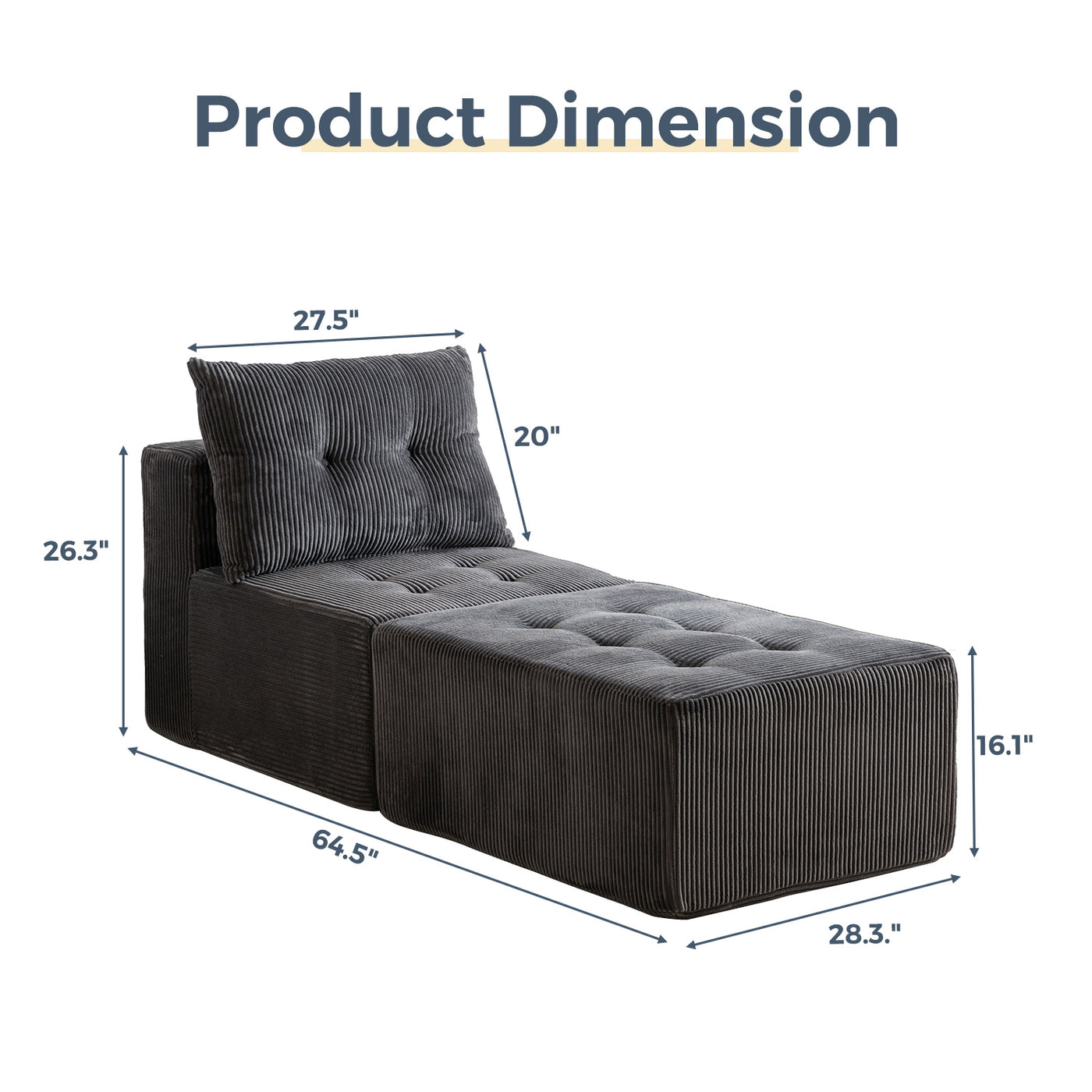 Modular Sectional Chaise Lounge #color_grey