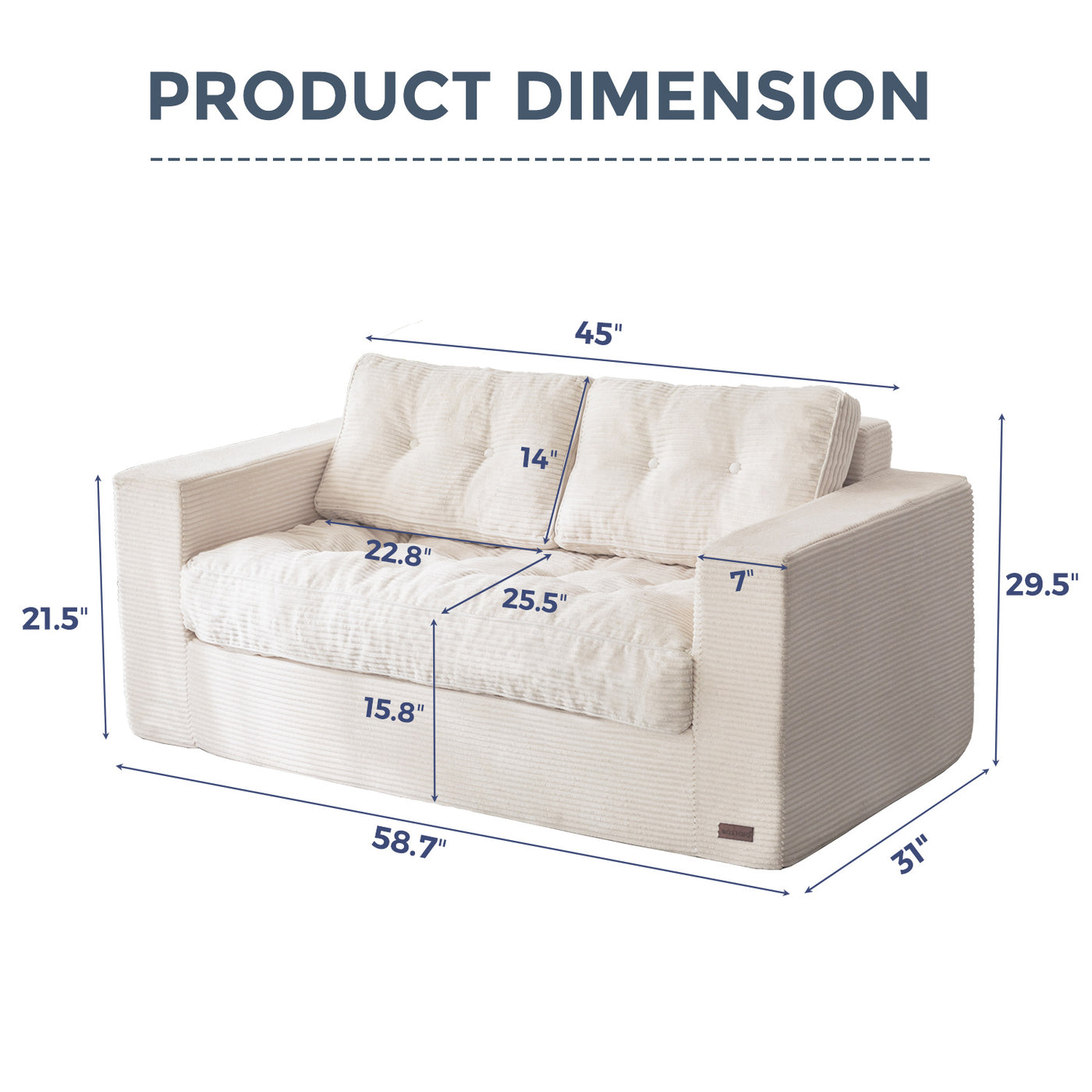 MAXYOYO Bean Bag Sofa Chair - Upholstered Floor Sofa with Armrests for Adults, Beige