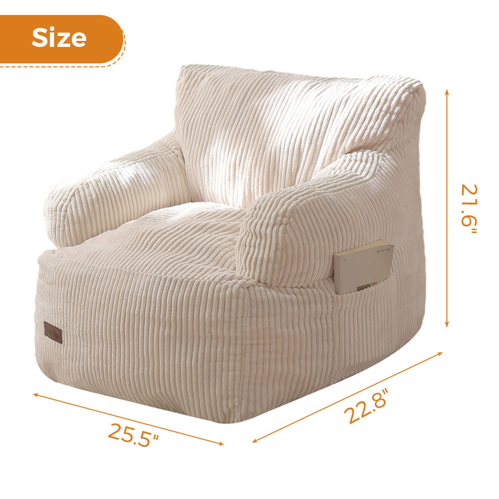 MAXYOYO Kids Bean Bag Chair, Stuffed Toddler Bean Bag Sofa with Filler Bean Bag Chair for Boys and Girls, Beige