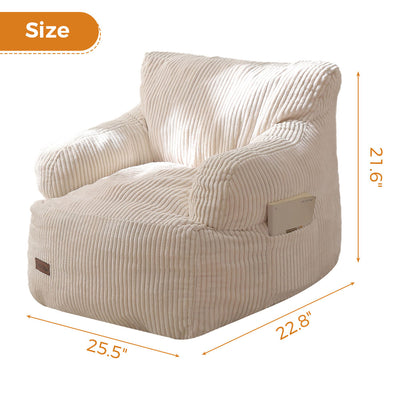 MAXYOYO Kids Bean Bag Chair, Stuffed Toddler Bean Bag Sofa with Filler Bean Bag Chair for Boys and Girls, Beige