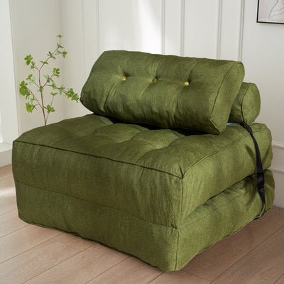 MAXYOYO Folding Couch Sofa Bed, Convertible Sleeper Chairs with Back Support and Pillow, Green