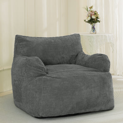 MAXYOYO Giant Bean Bag Chair, Stuffed Bean Bag Couch for Living Room, Dark Grey