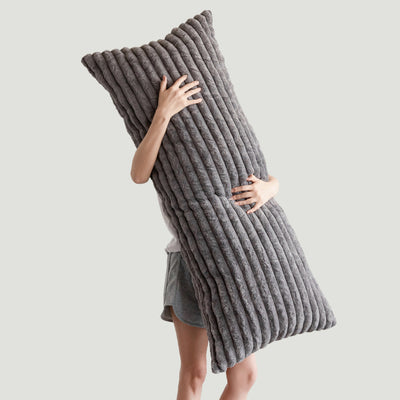 MAXYOYO Body Pillow, Ultra Striped Faux Fur Full Large Body Pillows Insert for Adults (20x54 inch, Grey)