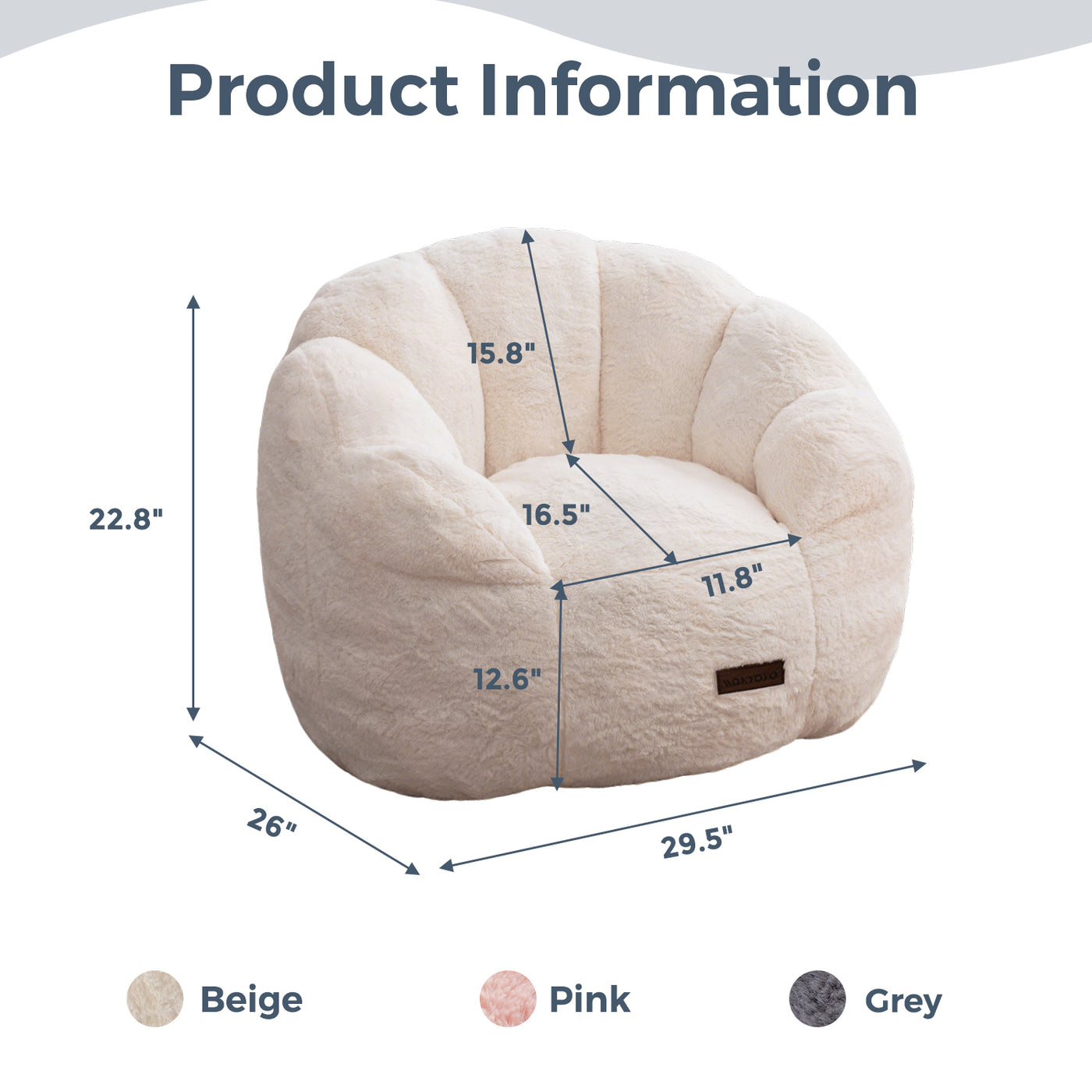 MAXYOYO Kids Bean Bag Chair, Floral Shaped Bean Bag Sofa, Plush Faux Fur Toddler Couch with Petal Backrest for Boys Girls, Stuffed Cozy Sofa for Nursery, Bedroom, Beige