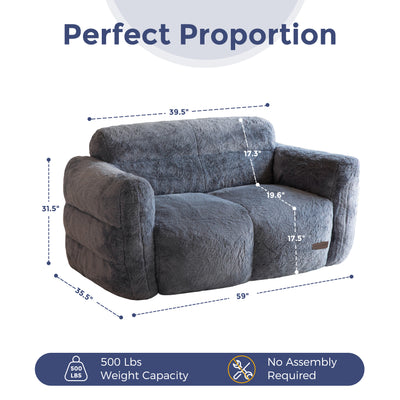MAXYOYO Giant Bean Bag Chair for Adults, Ultra Soft Fluffy Bean Bag Sofa, Oversized Floor Sofa for Living Room Bedroom, Cozy Reading Chair with Filler, Dark Grey