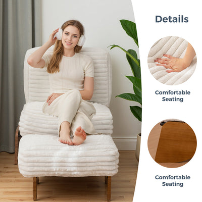 MAXYOYO Adjustable Accent Chair with Ottoman – Upholstered Lounge Set for Living Room or Bedroom, Beige