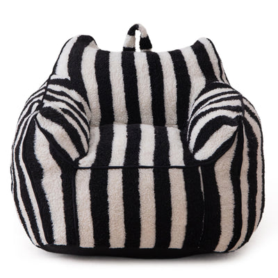 MAXYOYO Kids Bean Bag Chair, Sherpa Bean Bag Couch with Decorative Edges for children's room (Stripe Black)