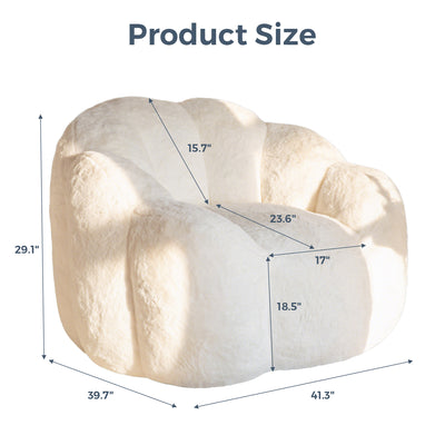 MAXYOYO Bean Bag Chair, Floral Shape Ultra Soft Faux Fur Petal Back Sofa for Adults, Single Size (Beige)