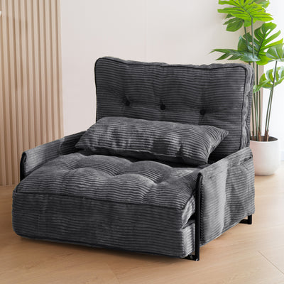 MAXYOYO Adjustable Floor Sofa Couch with Pillow, 5-Position Foldable Lazy Sofa Sleeper Bed with Armrest, Single Size, Dark Grey