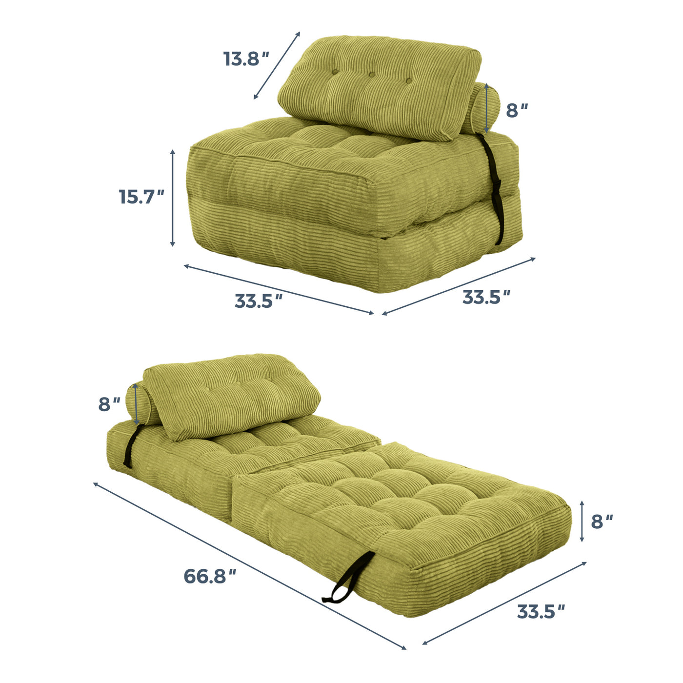 corduroy bean bag folding sofa#color_green