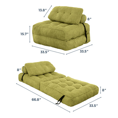 corduroy bean bag folding sofa#color_green