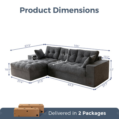 MAXYOYO L-Shaped Sectional Puffinest Modular Sofa – Convertible Ottoman, No-Assembly, 4-in-1 Flexible Layout