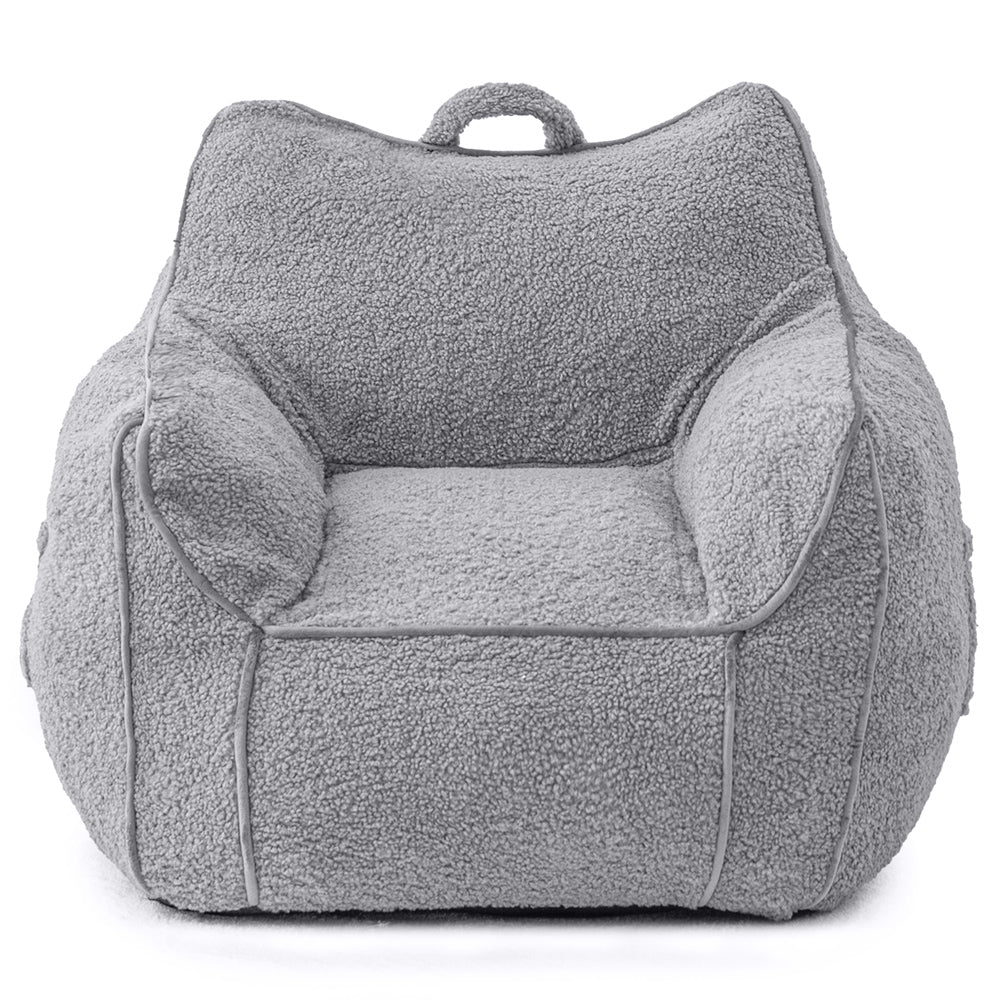 MAXYOYO Kids Bean Bag Chair, Sherpa Bean Bag Couch with Decorative Edges for children's room (Grey)