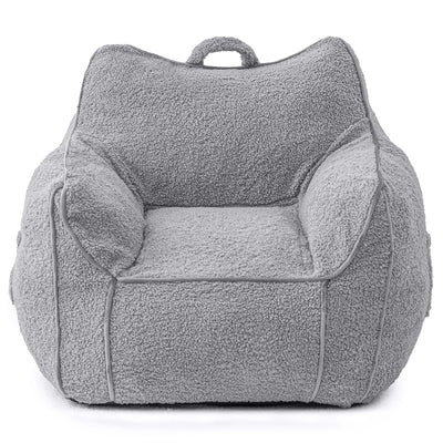 MAXYOYO Kids Bean Bag Chair, Sherpa Bean Bag Couch with Decorative Edges for children's room (Grey)