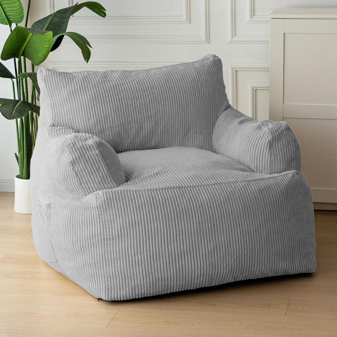 MAXYOYO Giant Bean Bag Chair, Stuffed Bean Bag Couch for Living Room, Grey