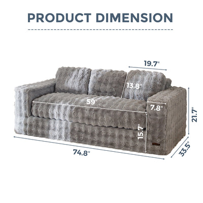 MAXYOYO 3-Seater Bubbled Bean Bag Chair – Tufted Boneless Couch for Living Room, No Assembly