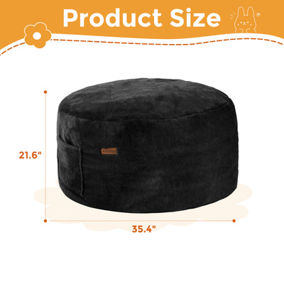 MAXYOYO Kids Bean Bag Chair, Stuffed Faux Fur Bean Bag for Toddler, Ultra Soft Floor Sofa with High-Density Foam Filling, Lazy Chair for Living Room, Playroom, Nursery Room,Black