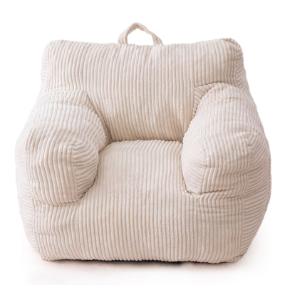 MAXYOYO Kids Bean Bag Chair, Corduroy Bean Bag Couch with Armrests for Children's Room (White)