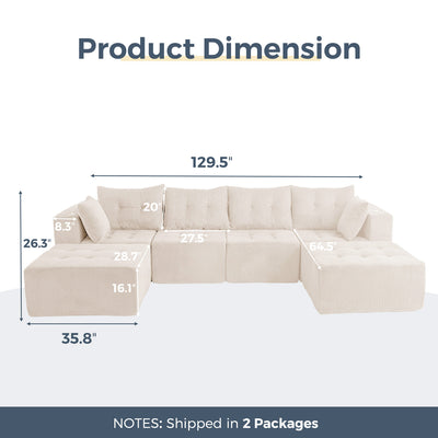 U Shaped Modular Sofa #color_beige