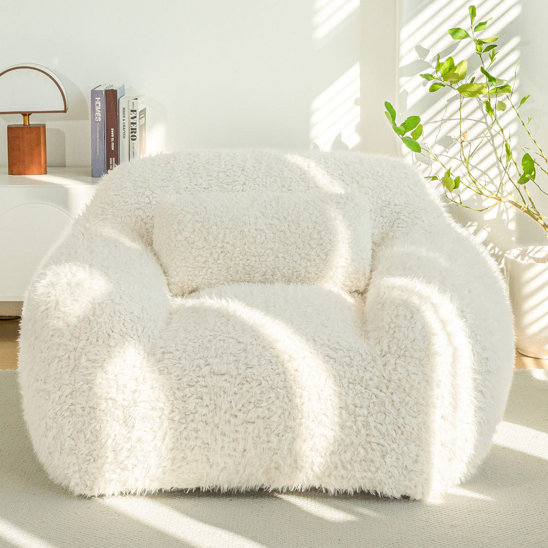 Fluffy Comfy Large Bean Bag Chair, Beige – Maxyoyo