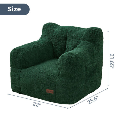 MAXYOYO Kids Sherpa Bean Bag Chair, Teddy Lazy Sofa for Girls and Boys,  Green
