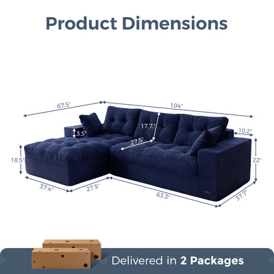 MAXYOYO L-Shaped Sectional Puffinest Modular Sofa – Convertible Ottoman, No-Assembly, 4-in-1 Flexible Layout