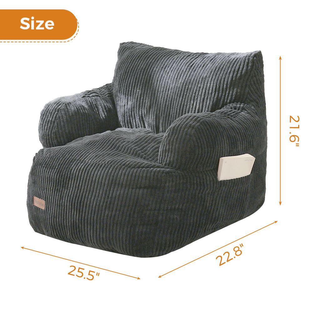 MAXYOYO Kids Bean Bag Chair, Stuffed Toddler Bean Bag Sofa with Filler Bean Bag Chair for Boys and Girls, Dark Grey