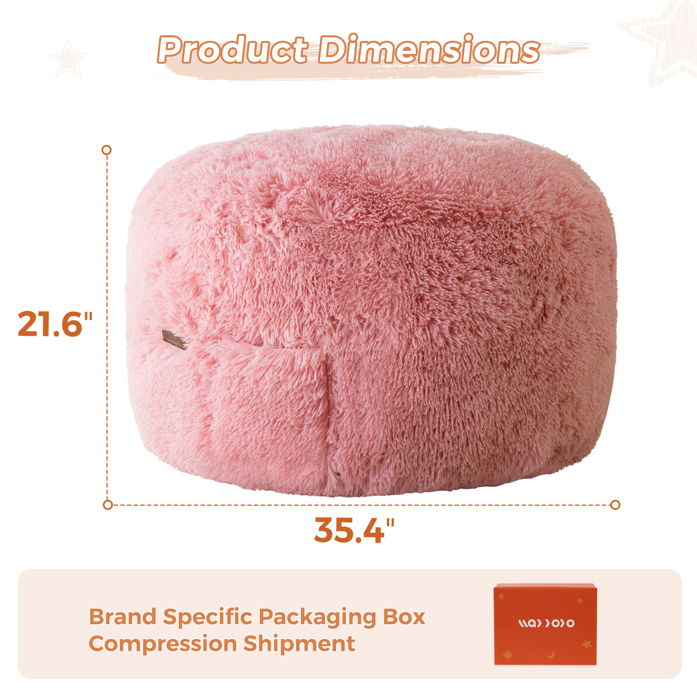 MAXYOYO Kids Bean Bag Chair, Stuffed Faux Fur Bean Bag for Toddler, Ultra Soft Floor Sofa with High-Density Foam Filling, Lazy Chair for Living Room, Playroom, Nursery Room,Pink