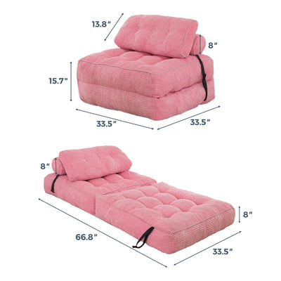 corduroy bean bag folding sofa#color_pink